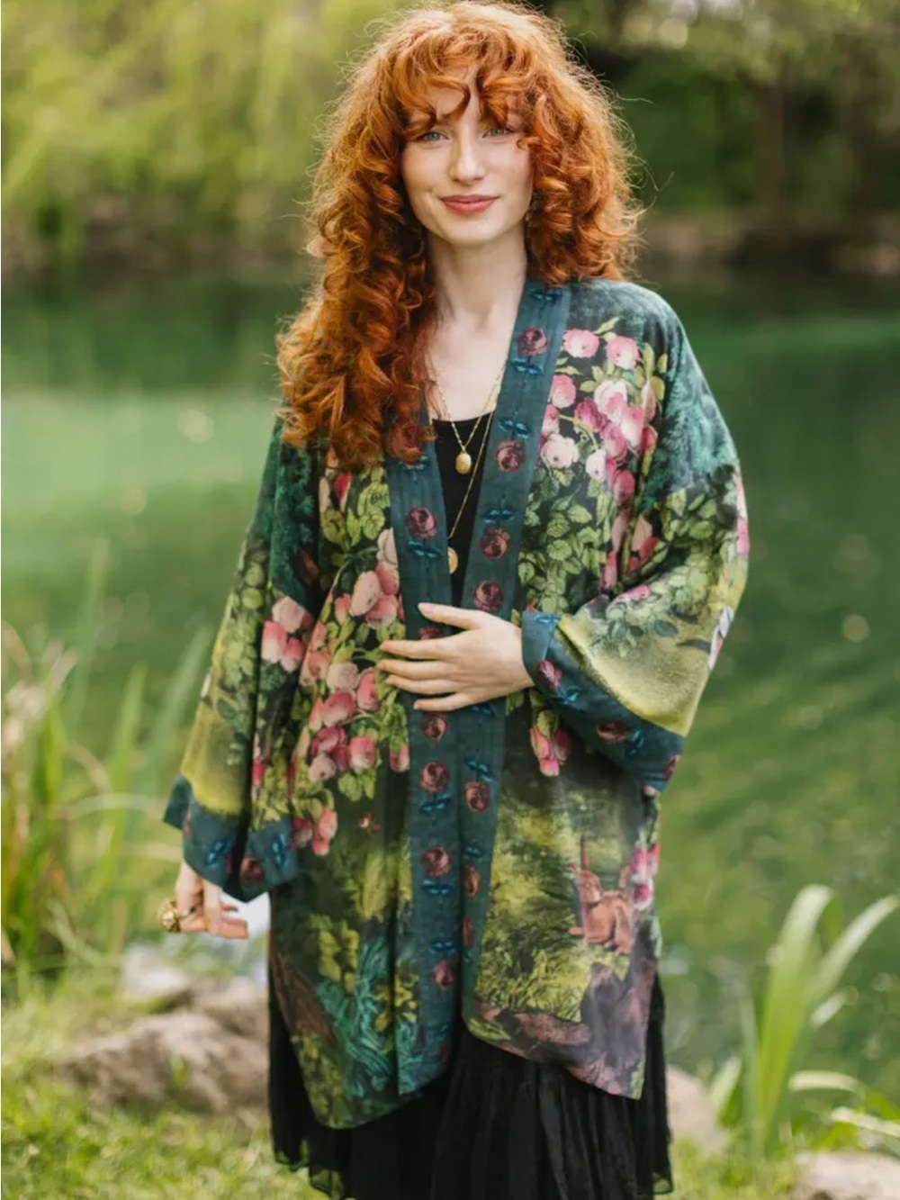 Market of Stars ✨ The Dreamer Matinée Duster with Roses & Rabbits - Picture 12 of 16